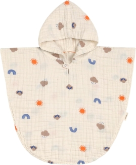 LÄSSIG Kinder Badeponcho aus Musselin mit Kapuze/Muslin Poncho Blossom Nature
