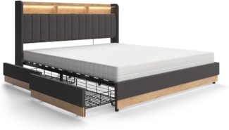 Vitalispa Polsterbett Anthrazit 180x200 cm mit Matratze, Nura