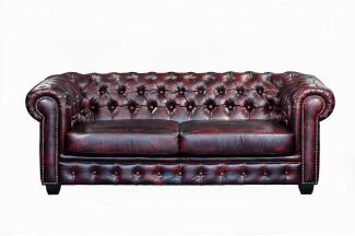 Vente-unique - Chesterfield Ledersofa 3-Sitzer - Büffelleder - Rotbraun - BRENTON