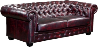 Vente-unique - Chesterfield Ledersofa 3-Sitzer - Büffelleder - Rotbraun - BRENTON