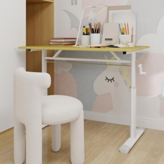 Ball & Cast Höhenverstellbarer Schreibtisch Manuell (60x100 cm), Tisch Computertisch für Erwachsene, Einfach & Zeitsparend Montierbar, Natur