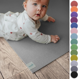 Krabbelmatte Sanosoft 160x180cm Hellgrau | Öko-Tex und in Deutschland produziert - beidseitig rutschfeste Krabbelunterlage