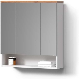 Livinity® Badezimmerspiegelschrank Tanaro, Weiß/Weiß, 70 x 77.5 cm mit 3 Türen