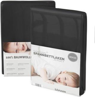 Sämann Spannbetttuch Spannbettlaken 90x55 cm Jersey schwarz