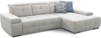 Cavadore Ecksofa Mistrel mit verstellbaren Kopfteilen, L-Form Sofa mit leichter Fleckentfernung dank Soft Clean, geeignet für Haushalte mit Kindern, Haustieren, 273 x 77 x 173, weiß