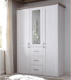 Kleiderschrank >Lebbie< in Pinie Weiß - 150x212x62cm (BxHxT)