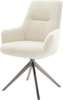 Drehstuhl Zelia-Flex mit Armlehnen Teddystoff Beige Kreuzgestell breit Graphit 360° drehbar Wippfunktion Taschenfederkern