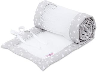 babybay Nestchen Mesh-Piqué/Bettumrandung für Beistellbett/Stoßschutz für Baby Bett, passend für Modell Boxspring XXL, perlgrau Sterne weiß