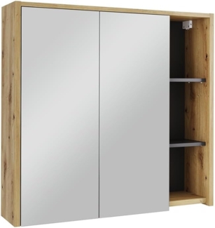 Badspiegelschrank Viola Artisan/Grau 80 x 75 cm mit offenen Regalen Vicco