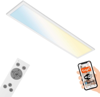 BRILONER Leuchten - Smarte LED Deckenleuchte, funktioniert mit Amazon Alexa, Wifi Deckenlampe Ultra Flach, CCT, Dimmbar, Sprachsteuerung, Weiß, 7385-016, 100x25 cm