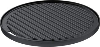 RÖSLE VARIO Grillplatte, Hochwertige Grillplatte aus Gusseisen für Fleisch und kleine Grillstücke, Grillbranding, Platte beidseitig verwendbar, 30 cm, Schwarz