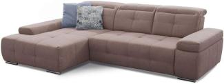 Cavadore Eckcouch Mistrel mit verstellbaren Kopfteilen, Ecksofa mit leichter Fleckentfernung dank Soft Clean, geeignet für Haushalte mit Kindern, Haustieren, 273 x 77 x 173, hellbraun