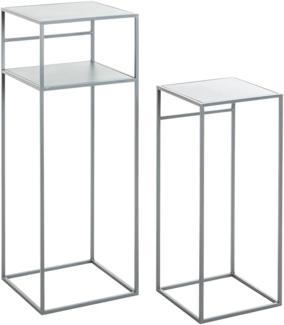HAKU Möbel Beistelltisch 2er Set, grau, Metall - Maße: B 26 xT 26 x H 63 cm/B 30 x T 30 x H 85 cm, Style: Modern