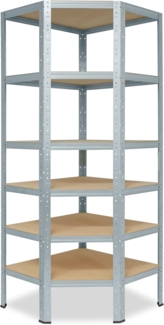 shelfplaza HOME 180x60x30 cm Eckregal in grau-verzinkt mit 6 Böden und 145 kg Traglast pro Boden