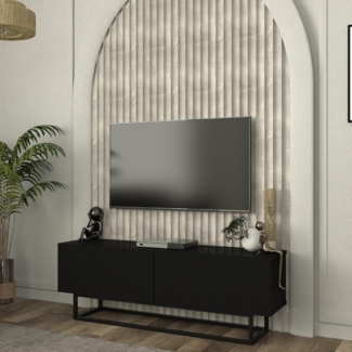 TV-Lowboard Nolven kurzes Gestell 135 x 32 x 47 cm Schwarz [en. casa]