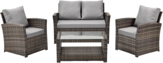 SVITA ROMA Polyrattan Lounge Rattan Garten Möbel Set Essgruppe mit Tisch Braun