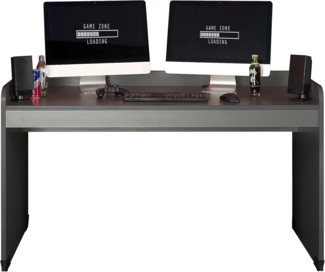 Kellon Gamingdesk Graphit - Gamingschreibtisch Computertisch rollbar, Jugendzimmerschreibtisch 144 x 84,5 x 72 cm