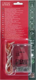 Konstsmide Micro LED Lichterkette, 6h Timer, 20 warm weiße Dioden, batteriebetrieben, Innen, messingfarbener Draht - 1460-180