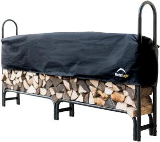 ShelterLogic Stahl Kaminholzregal inkl. Abdeckung | Schwarz | 244x25x118 cm