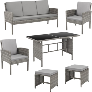 SVITA Gartenlounge-Set DENVER, (Gartenmöbel-Set), Essgruppe, Rattan, Inkl. Kissen