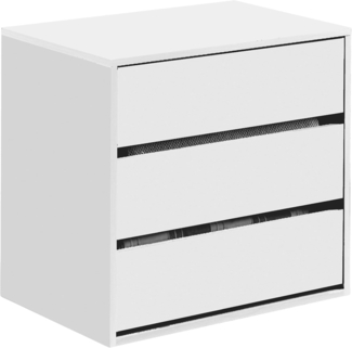 Habitdesign Kommode mit DREI Schubladen in Mattweiß, Maße: 60 cm (Breite) x 57 cm (Höhe) x 44 cm (Tiefe).
