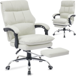SeedWave Bürostuhl Office Chair mit 155° Verstellbare Rückenlehne und Synchrone-Armelehne, Bürostuhl mit Fußstütze und PU-Leder, Schreibtischstuhl