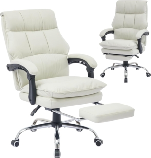 SeedWave Bürostuhl Office Chair mit 155° Verstellbare Rückenlehne und Synchrone-Armelehne, Bürostuhl mit Fußstütze und PU-Leder, Schreibtischstuhl