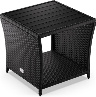 Casaria Beistelltisch (1-St), wetterfest, Polyrattan / WPC schwarz, 45 x 45 x 40 cm