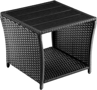 Casaria Beistelltisch (1-St), Polyrattan WPC Tischplatte 45x45x40cm Wetterfest Outdoor Garten