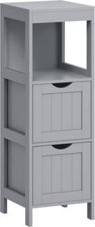 VASAGLE Badezimmerschrank, Schrank freistehend, Badezimmermöbel, mit 2 Schubladen, 1 offenen Fach, für Badezimmer, Wohnzimmer, Küche, modern, Taubengrau BBC042G02