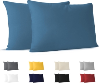 Dreamzie Kissenbezug 40x60 (Set mit 2) - 100% Jersey Baumwolle 150 g/qm Kissenbezüge -Blau - Für Kissen 40x60 cm - Kissenhülle - Kissenbezug - Resistent und Hypoallergen