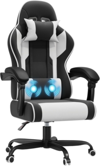 JUMMICO “Jetstream” Gaming Stuhl Ergonomisch,Gaming Chair mit Massagefunktion, Bürostuhl 150KG,Weiß