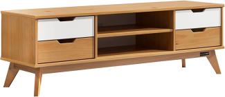 Casaria Lowboard Borneo (1 St), FSC®- zertifiziertes Kiefernholz 140x42x40cm mit 4 Schubladen 2 Fächer