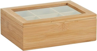 ZELLER 25360 Teebeutelbox mit 6 Fächern, Bambus/Acryl, 21 x 16 x 7,5 cm