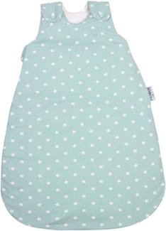 Babyschlafsack HONEY | mitwachsend & atmungsaktiv | ganzjahres Baby-Schlafsack | pflegeleichtes Polyesterflies | vier verstellbaren Größen (Sterne celadon-grün, 74/80)