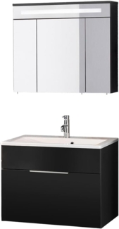 Fackelmann KARA Badmöbel Set 3-teilig, 80 cm, Anthrazit, Gussmarmor, 1 Schublade