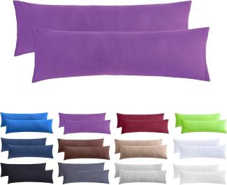 NatureMark 2er Pack Jersey Kissenbezug Kissenhülle Kissenbezüge Seitenschläferkissen Nackenkissen viele Größen und Farben ÖKO-TEX (40 x 145 cm (Seitenschläfer/Stillkissenbezug), Lila)