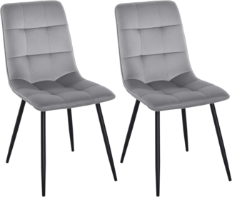 HOMCOM 2er-Set Esszimmerstuhl Küchenstuhl Esstisch Schaumstoff Metall Grau+Schwarz 45 x 63 x 90 cm