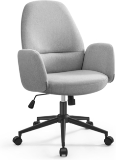Songmics HOME Drehstuhl, Bürostuhl, Schreibtischstuhl, höhenverstellbar, modern, Rückenlehne, Armlehnen, breiter Sitz, Baumwoll-Leinen-Mischgewebe, taubengrau OBGDE045G01