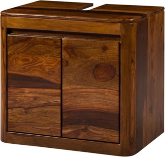 Massivmoebel24 Waschbeckenunterschrank (Sheesham 60x40x55 walnuss lackiert TORONTO #315)