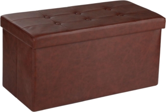 COSYLAND Sitzhocker Sitzbank mit Stauraum, Faltbare Sitztruhe Fußbank Aufbewahrungsbox Polsterhocker, Leinen, 76 * 38 * 38 cm (Rotbraun)
