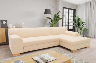 DOMO. collection Ecksofa Tinos, Couch in L-Form, Holz-Beine aus Buche mit Filzgleitern, Sofa, Polsterecke, Eckcouch, Polstergarnitur 273 x 157 x 74 cm (BxTxH), beige