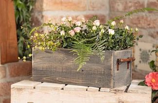 Dekoleidenschaft Blumenkasten "Grey" aus recyceltem Holz, grau gekalkt, Pflanzkasten 40x18x15 cm, im Antik Look, Pflanzbox, Balkonkasten, Blumentopf, Pflanztopf