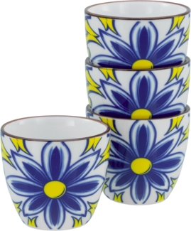 CreaTable, 21890, Serie Aladin Blau, 4-teiliges Geschirrset, Espresso Set aus Steinzeug