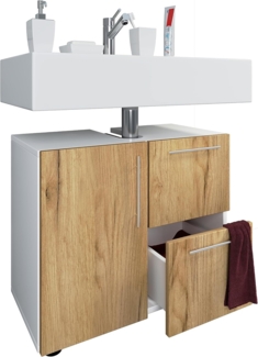 VCM Badmöbel Waschbeckenunterschrank Darola 919451 Weiß / Honig-Eiche H. 51 x B. 61 x T. 32 cm