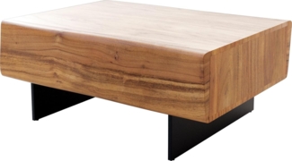 Couchtisch New Live-Edge 80x60 cm Akazie Natur 2 Schubladen Fuß schwebend Metall Schwarz