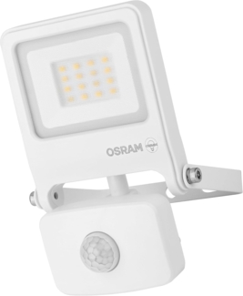 Osram ENDURA FLOOD PC 10W LED-Fluter mit Sensor, 3000K warmweiß, 1000 Lumen, IP44 weißes Flutlicht IR-Sensor 9m, Zeit/Lux-Funktion, Weiß