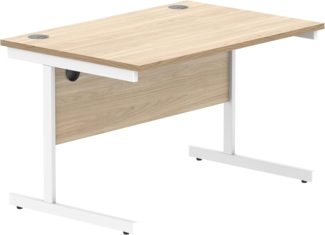 office hippo Essentials Rechteckiger Schreibtisch-Computer-Arbeitsplatz, Heimbürotisch mit Kabelanschluss-Management, 120x80 cm, Holz, Kanadische Eiche