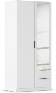 Rauch Möbel Lagoa, Kleiderschrank, Garderobe für Schlafzimmer, Kinderzimmer, Jugendzimmer 2-türig mit Spiegel, 2 Schubladen, mit Zubehör Classic, Farbe Weiß, Breite 91