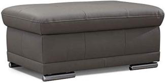 CAVADORE Sitzhocker Aniamo / Gepolsterster Hocker aus Leder, ideal als Fußbank / 100 x 43 x 67 / Echtleder, Grau